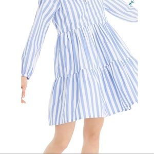 Tiered Popover Dress in Striped Poplin